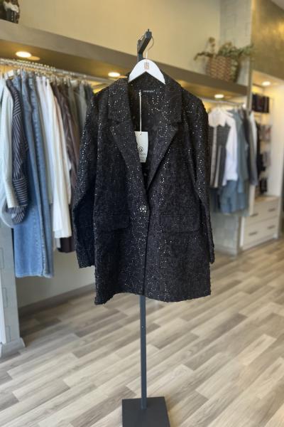 Ceremony 2026 Yaz Pul Payet İşlemeli Pamuk Ceket Siyah