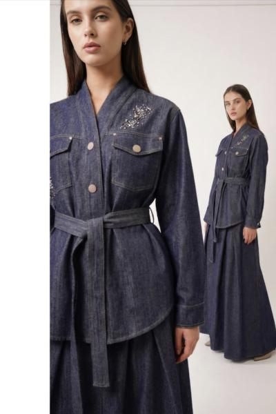 Ceremony 2026 Yaz Önden Çıt Çıt Detaylı Belden Kuşaklı Denim Kap orijinal