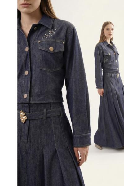 Ceremony 2026 Yaz Önden Fermuar Ve Pile Detaylı Denim Etek orijinal