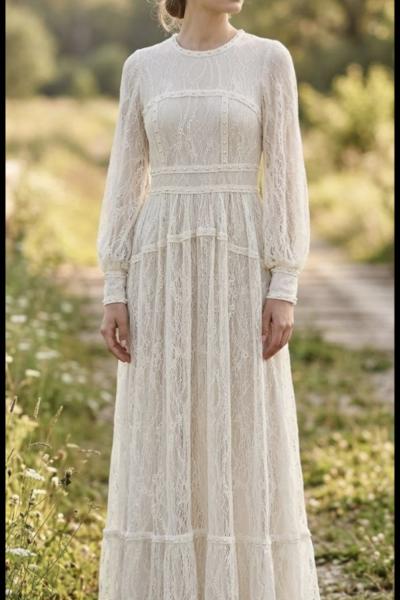 GAZZELLA İnci Dantel Elbise Bej