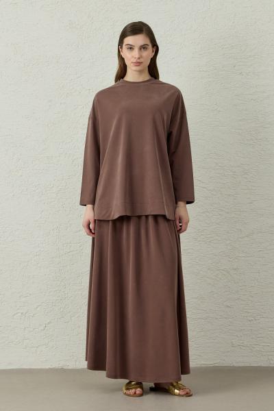 Merwish 2026 Yaz Mixi Bambu Takım Kahverengi