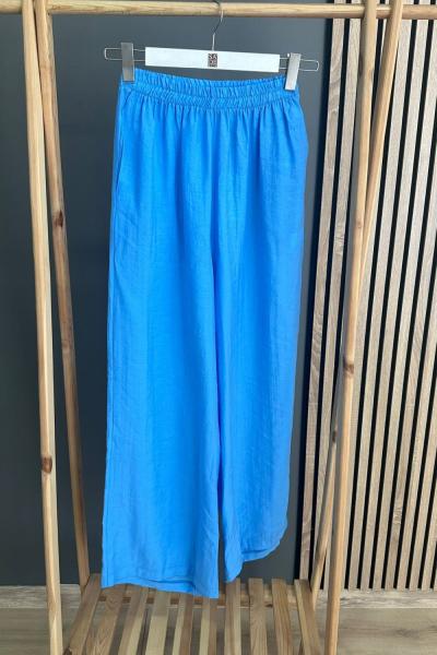 Ceremony Bol Paça Beli Lastikli Pantolon Açık Mavi