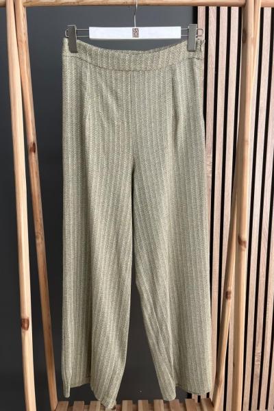 Ceremony Petek Dokulu Keten Pantolon  Yeşil