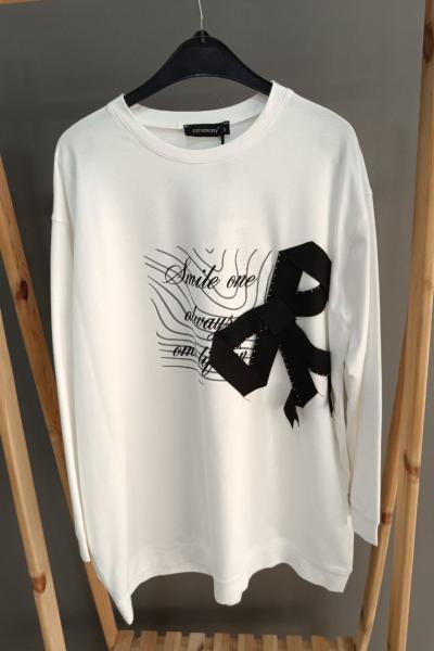 Ceremony Smile One Always Baskılı Sweatshirt Beyaz Siyah