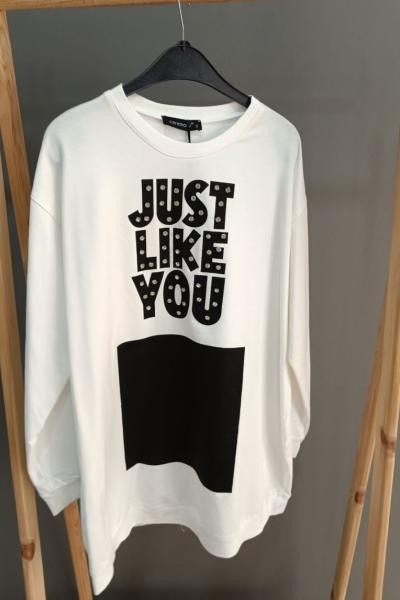 Ceremony Just Like You İki İplik Baskılı Sweatshirt Beyaz Siyah