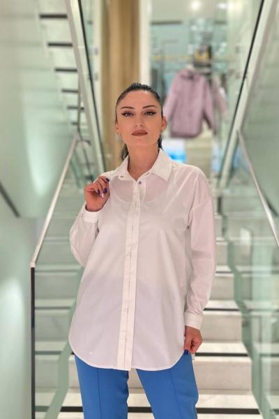 Ceremony Patı ve Kol Manşeti Punterzli Paper Touch Gömlek Beyaz