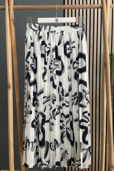 Ahi Dijital Baskılı Etek Beyaz