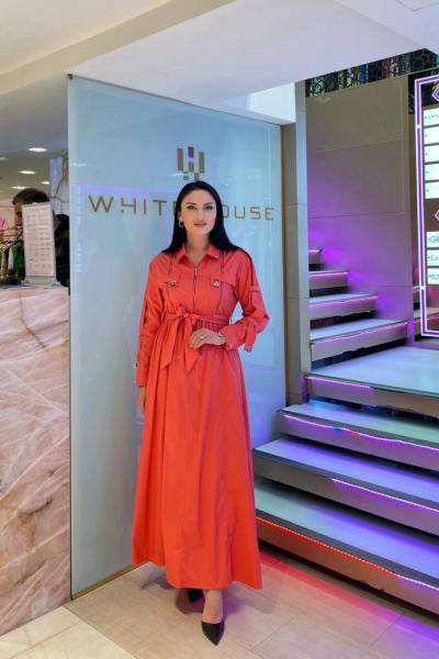 Ceremony Apoletli Üç Fermuarlı Paper Touch Elbise Nar Çiçeği