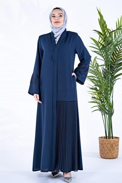 Beyza Daday Patı Asimetrik Pile Detaylı Abaya Lacivert
