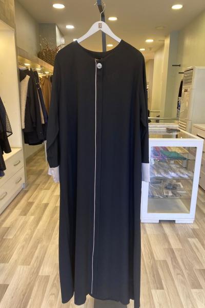 Beyza Saten Biyeli Ferace  Siyah