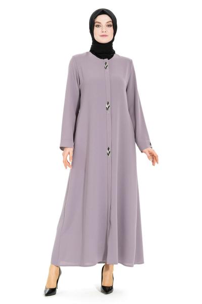 Beyza Yaprak Detaylı Ferace Gri