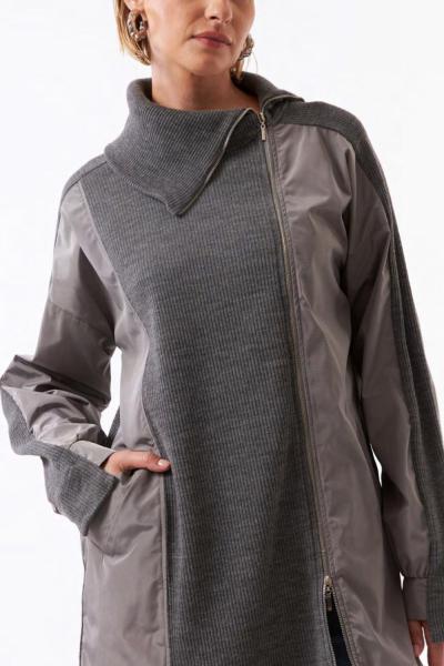 BM İstanbul Fermuar Yaka Ceket  Gri