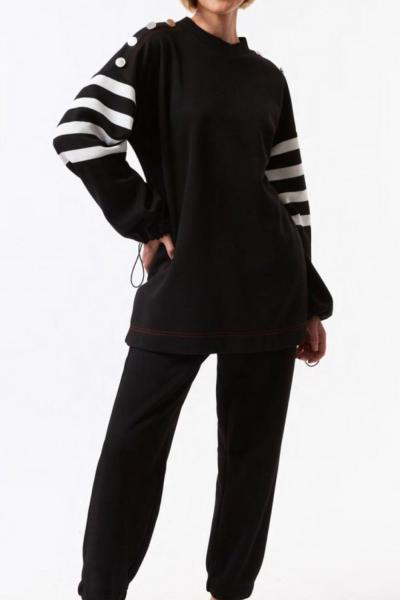 BM İstanbul Paçası Lastikli Pantolon Siyah