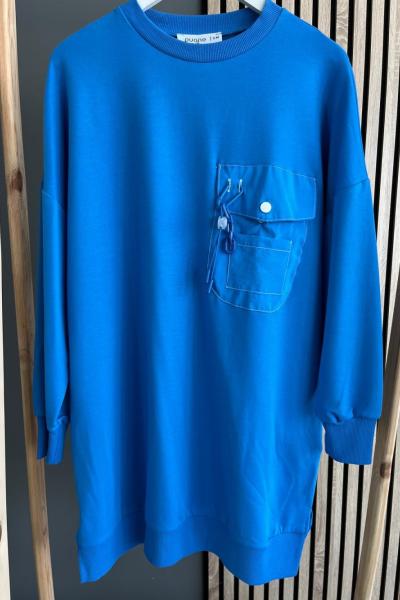 Puane Cebi Aksesuarlı Sweat Shirt Saks Mavisi