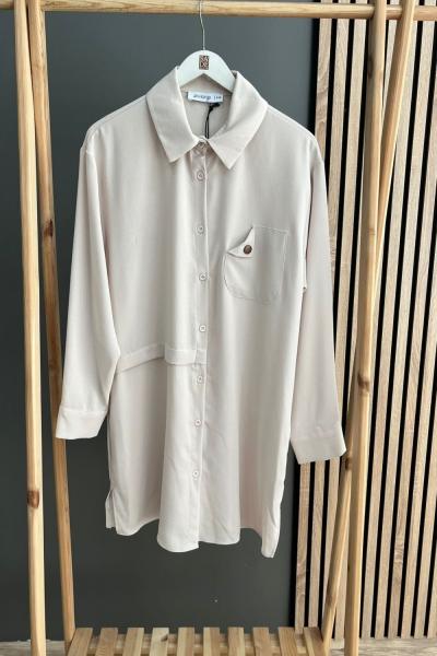 Puane Cep Detaylı Tunik Bej