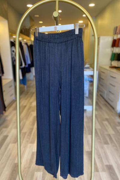 Ceremony İpek Cupra Bol Paça Pantolon Siyah