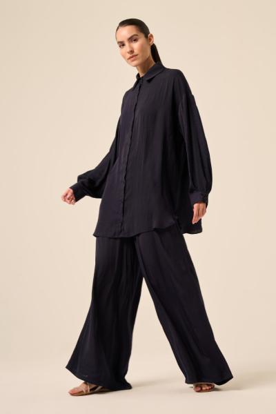 Ceremony Önden Düğmeli  Pantolonlu Tunik Takım Lacivert