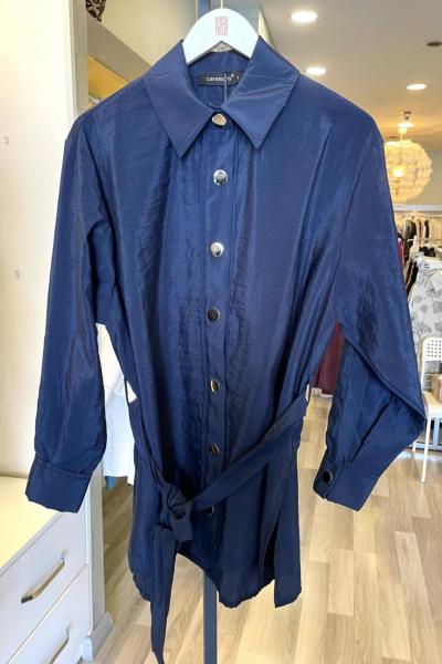 Ceremony Önden Zımbalı Belden Kuşaklı Kısa Dubai Ceket Lacivert