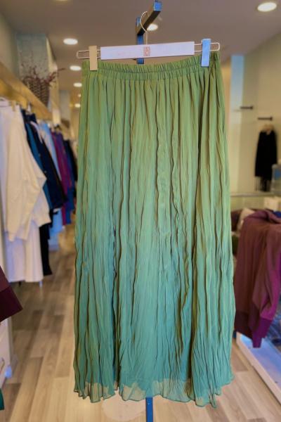 Ceremony İçi Sandy Şifon Kraşlı Beli Lastikli Etek  Haki