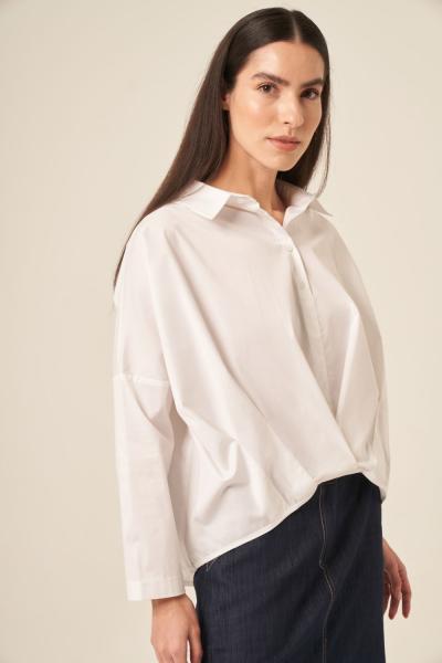 Ceremony Önden Yarım Patlı Önü Kısa Arkası Uzun Kısa Paper Touch Gömlek Ekru