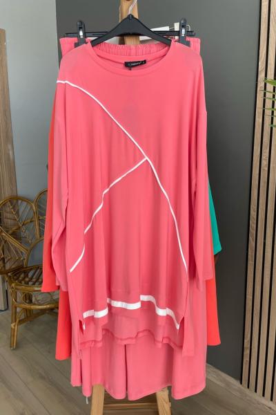 Ceremony Çapraz Biye Detaylı Pantolonlu Sandy Takım   Nar Çiçeği