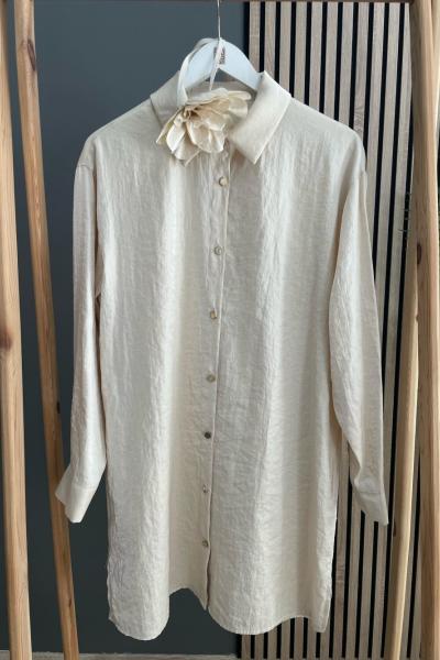 Ceremony Çiçek Kemerli Gömlek Ekru