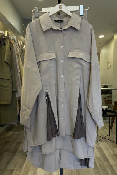 Ceremony Ön Fermuar Detaylı Kombin Verona Pantolonlu Takım  Taş Rengi