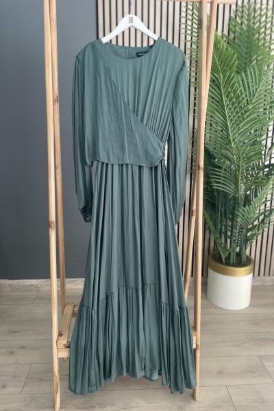 Ceremony Ön Aller Bağlama Detaylı Memory Cupra Elbise Yeşil