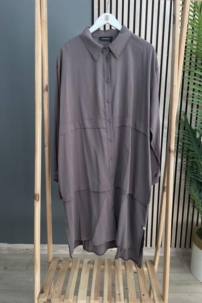 Ceremony Ön Göğüs Aller Detaylı Verano Tunik Koyu Vizon