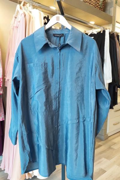 Ceremony 2026 KIŞ Önden Düğmeli Uzun Cep Detaylı Tunik İndigo