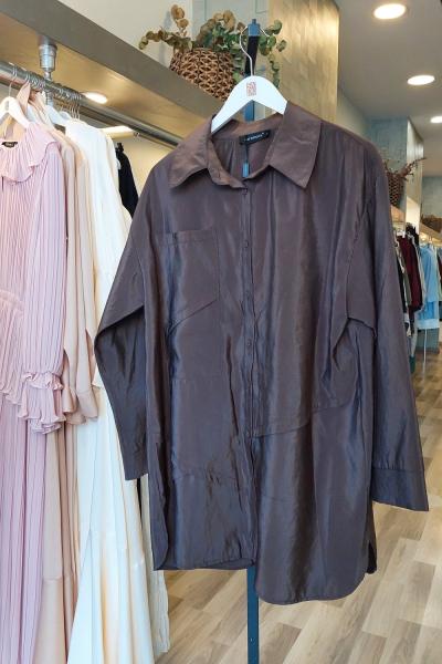 Ceremony 2026 KIŞ Önden Düğmeli Uzun Cep Detaylı Tunik Kahverengi