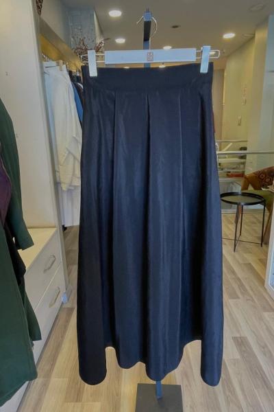 Ceremony Arkası Lastikli Önü Pileli Dubai Etek  Siyah