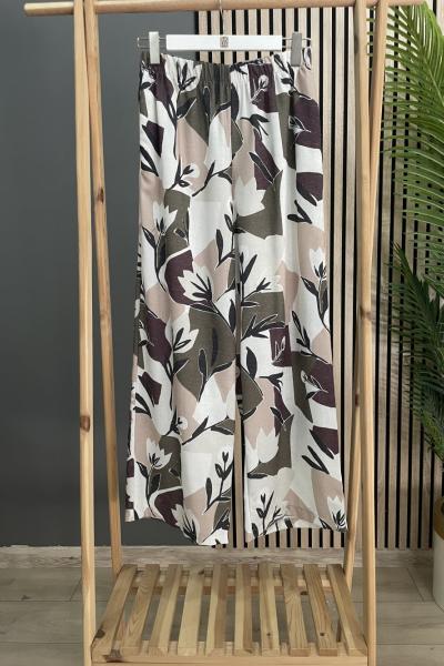 Ceremony Ata Djital Baskı Beli Lastikli Pantolon Kahverengi