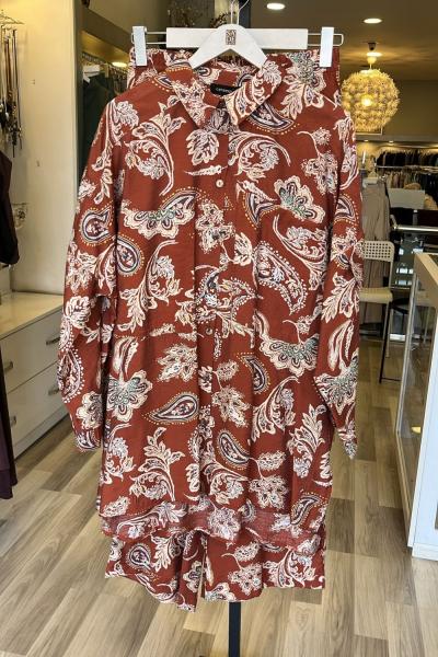 Ceremony Arkası Slopet Detaylı Verano Pantolonlu Takım Şal Desen Karışık Desenli