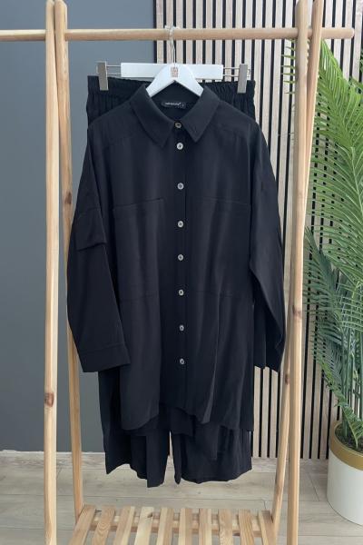 Ceremony Arkası Slopet Detaylı Verano Pantolonlu Takım Siyah