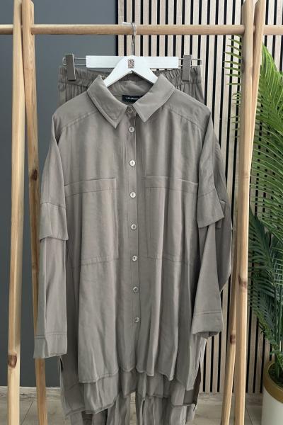 Ceremony Arkası Slopet Detaylı Verano Pantolonlu Takım Haki