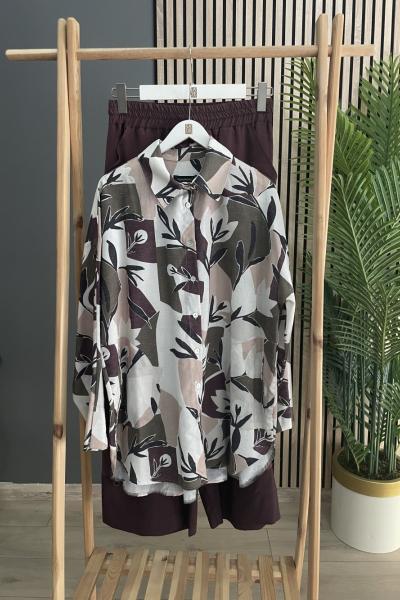 Ceremony Ata Dijital Baskı Takım Kahverengi