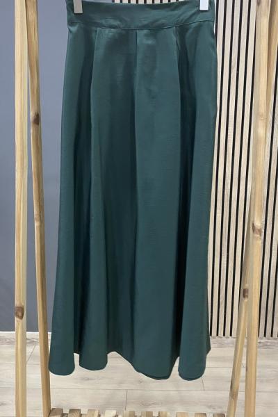 Ceremony Arkası Lastikli Önü Pileli Dubai Etek  Yeşil