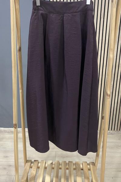 Ceremony Arkası Lastikli Önü Pileli Dubai Etek  Kızıl Kahve