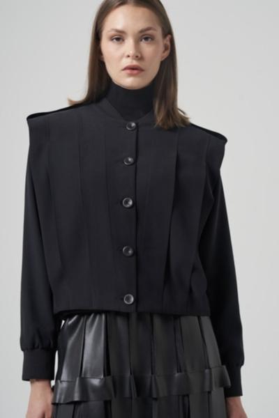 Ceremony 2026 KIŞ Anjelik Apoletli Kısa Ceket Siyah