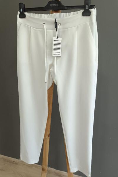 Ceremony Beli Bağlamalı Finike Havuç Pantolon Beyaz
