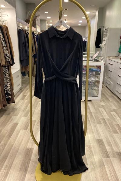 Ceremony Bağlamalı Tencel Elbise Siyah