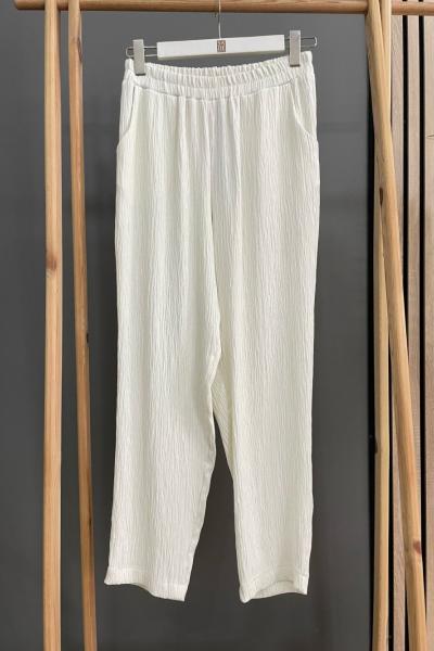 Ceremony Bürümcük Kumaş Havuç Pantolon  Ekru