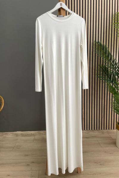 Ceremony Bambu Uzun Kollu Elbise Beyaz