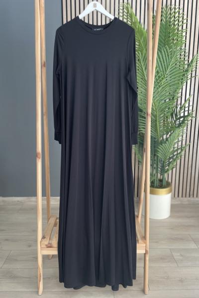 Ceremony 2026 KIŞ Basic Uzun Kollu Bambu Elbise Siyah