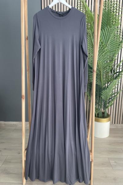 Ceremony 2026 KIŞ Basic Uzun Kollu Bambu Elbise Gri