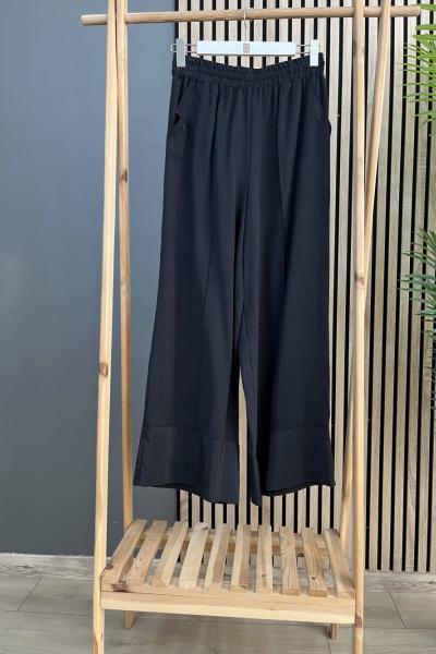 Ceremony Bol Paça Beli Lastikli Pasion Pantolon  Siyah
