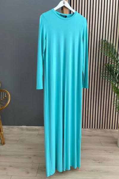 Ceremony Bambu Uzun Kollu Elbise Turkuaz