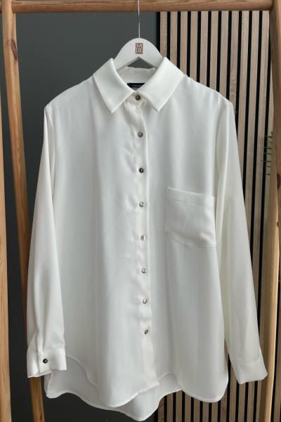 Ceremony Cep Detaylı Gömlek Beyaz