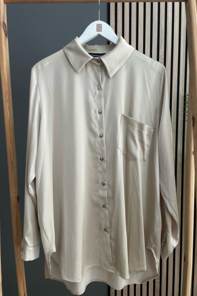 Ceremony Cepli Saten Gömlek  Taş Rengi